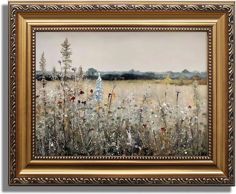 KBKBART Vintage Framed Wall Art for Living Room, French Wildflowers Field Art Print Posters, Neut... | Amazon (US)