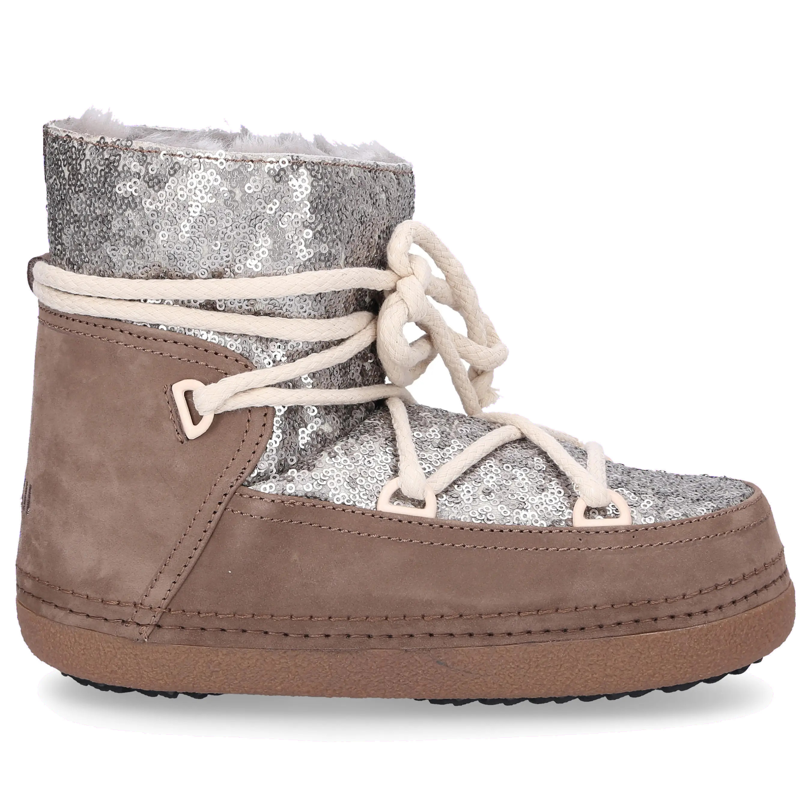 INUIKII Snowboots 10155 Veloursleder Pailletten beige silber | Budapester.com