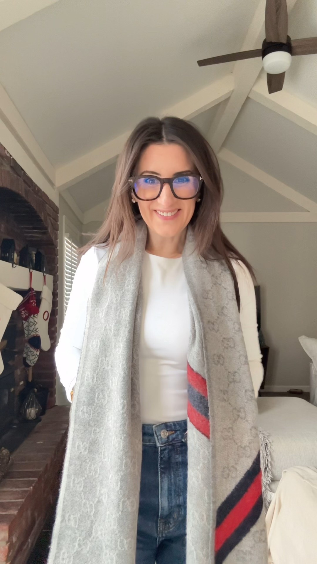 OOTD ✨

Today I wanted a comfy casual pulled together look. So, I opted for a white Abercrombie bodysuit (these are so good - I have this in two colors), my all time favorite Frame jeans, and pulled it all together with a Gucci scarf and Gucci sneakers. As always, wearing my Tom Ford glasses that I’ve had for a year and still can’t get enough of! 

Everyday Look | Outfit of the Day | Comfy Fall Looks | Winter Style | Fashion | Lifestyle | Cyber Week Deals

#LTKPetite #LTKCyberWeek #LTKootd