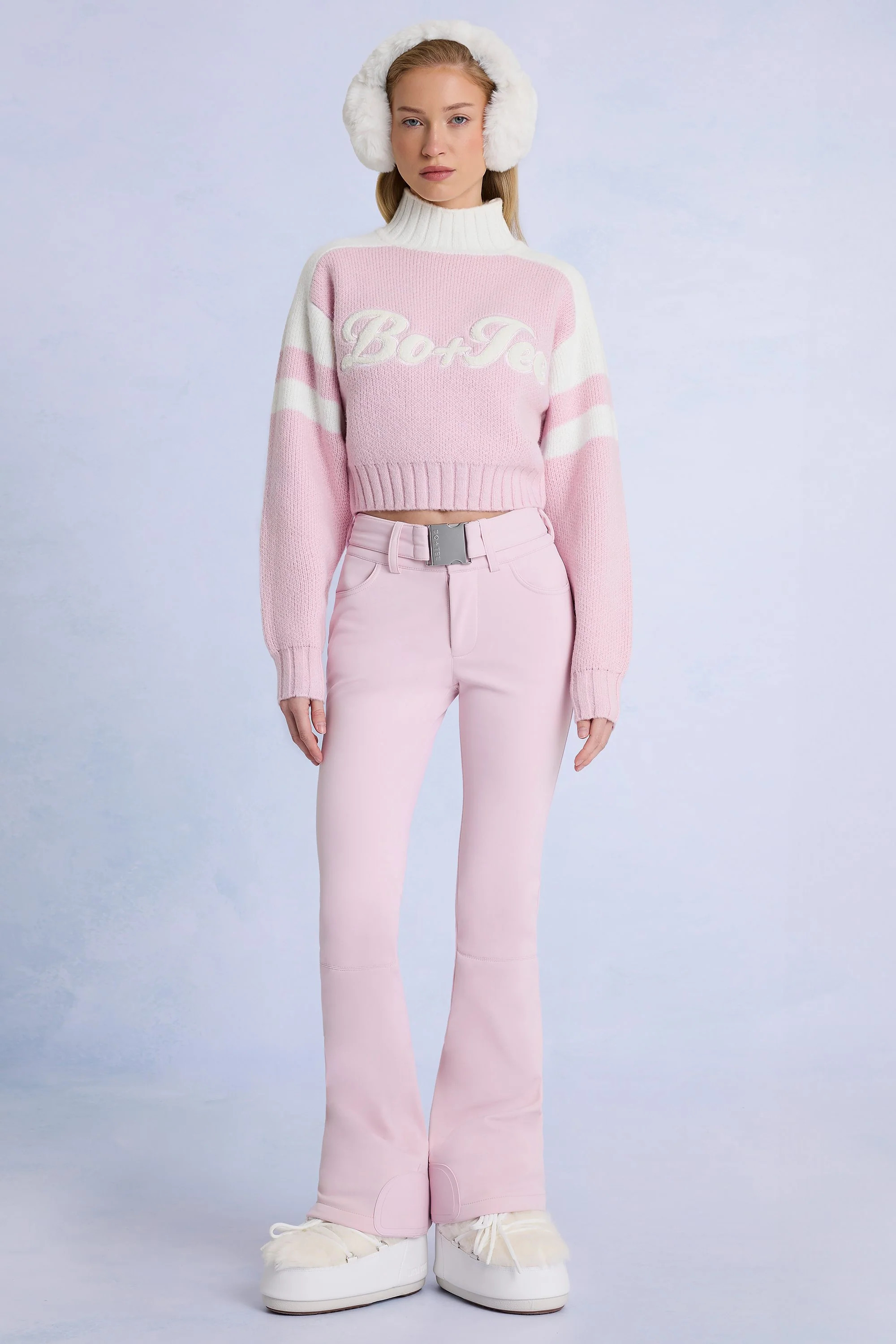 Waterproof Belted Ski Salopettes in Powder Pink | Bo&Tee