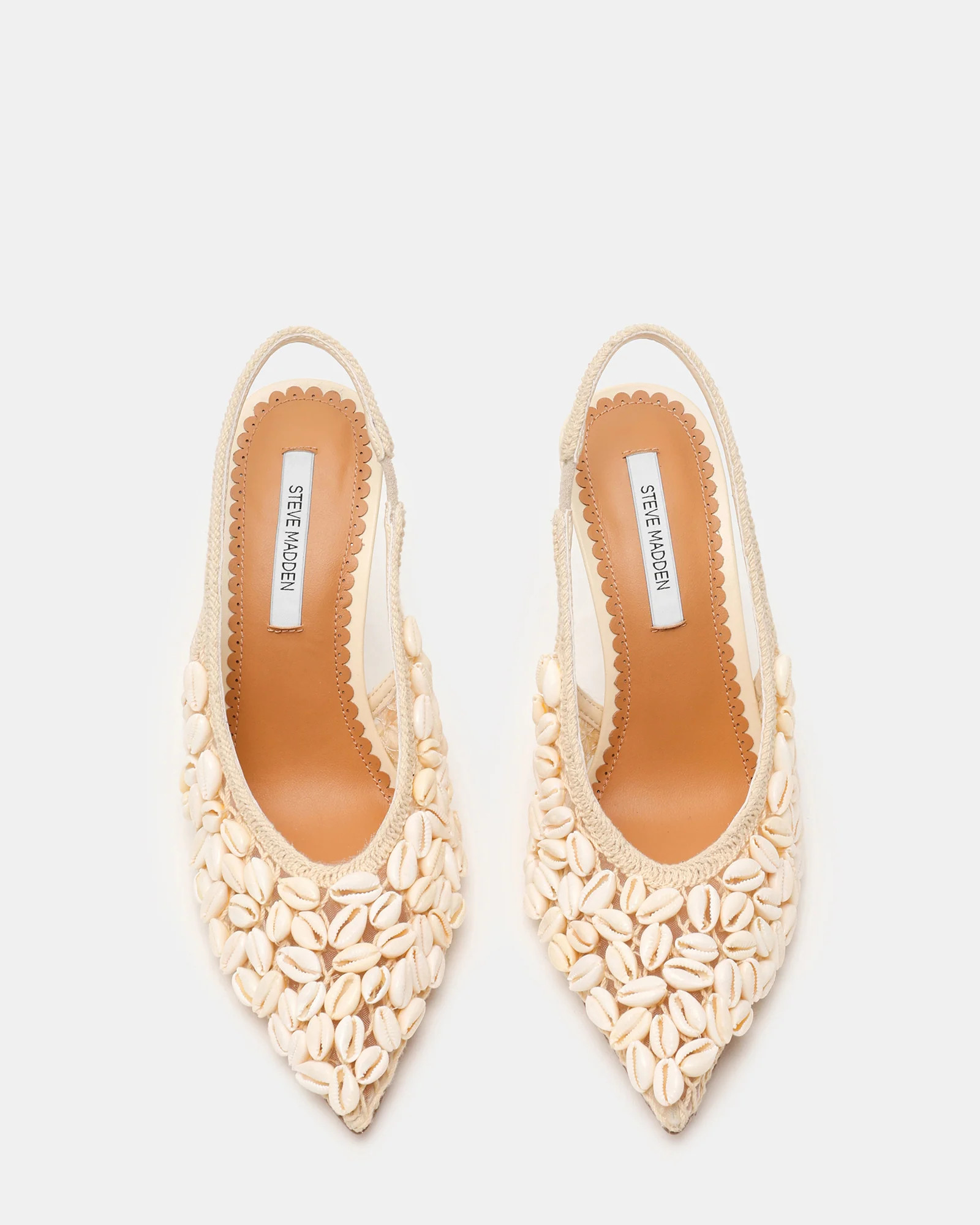 ANDROMEDA Shell Natural Slingback Pointed-Toe Stiletto Pump Women's Heel | Steve Madden (US)