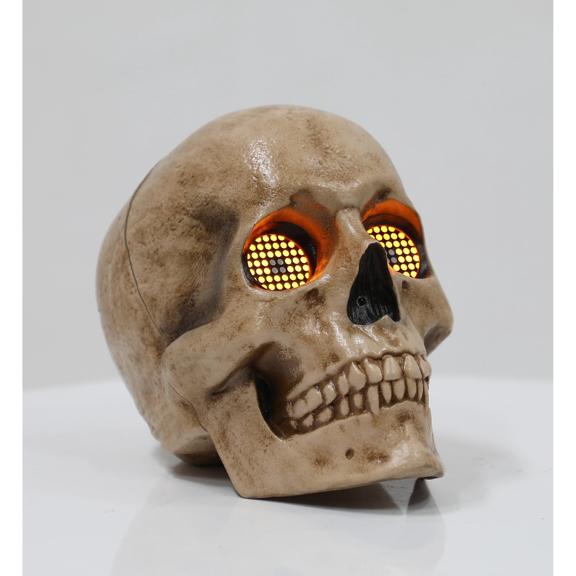 Halloween Skull Animated Eyes LED Brown Plastic Halloween Table Top Decor, 8 in, by Way To Celebr... | Walmart (US)