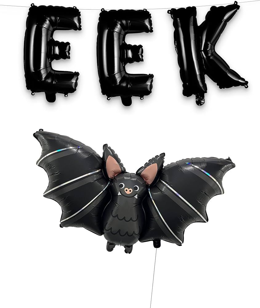 HOUSE OF PARTY 40 Inch Large Halloween Black EEK Bat Balloons Set, Halloween Bat Foil Balloons fo... | Amazon (US)