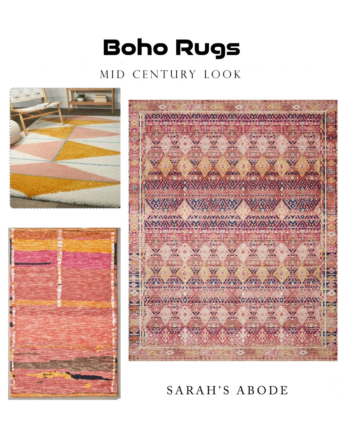Colorful Boho rugs! Love the colors!

Diamond rug. Geometric rug. Colorful rug. Mcm rug. Mid century. Retro. Pink rug. 
#amazonfinds

#LTKFamily #LTKHome #LTKStyleTip
