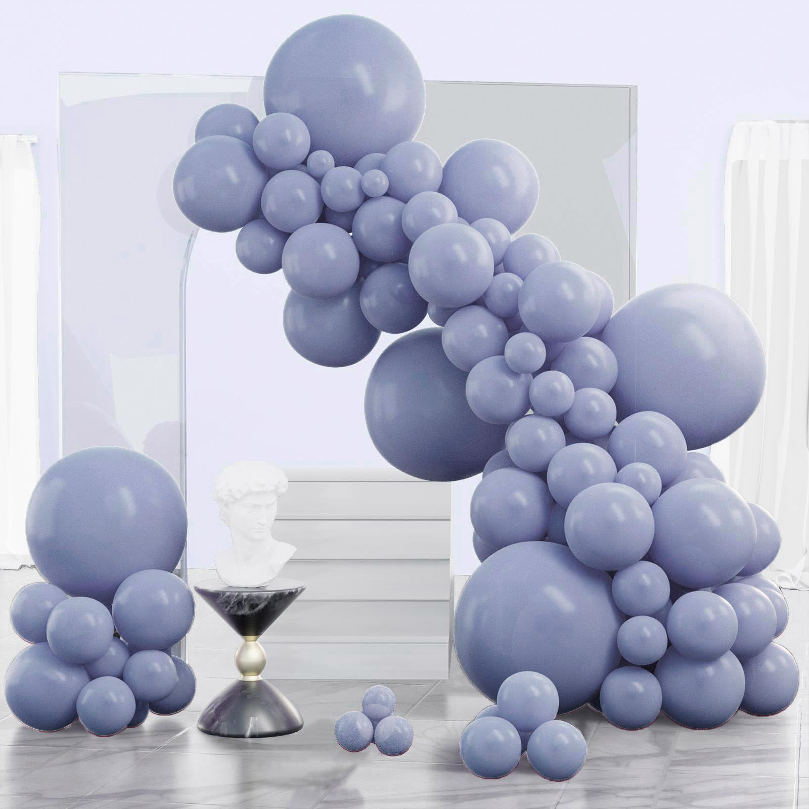 PartyWoo Dusty Blue Balloons 140 pcs Different Sizes of 18 12 10 5 Inch Boho Blue Latex Helium Ba... | Amazon (US)
