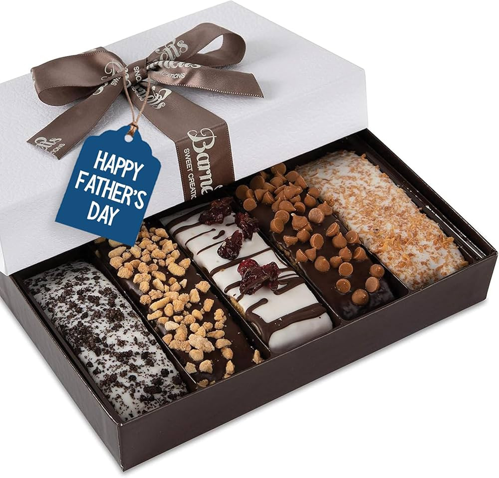 Fathers Day Gift Basket, 5 Gourmet Biscotti, Chocolate Candy Cookie Gift Box, Prime Gifts for Dad... | Amazon (US)