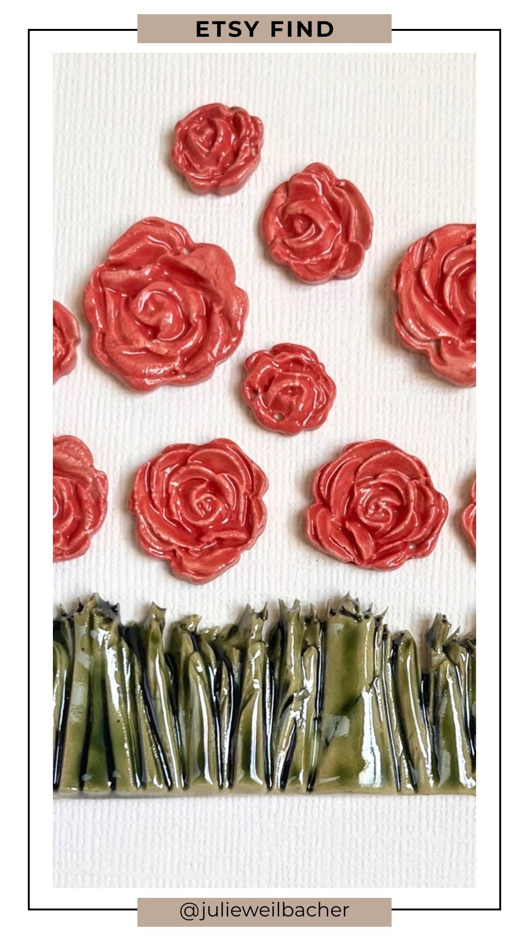 It may be winter outside, but we can still dream about spring. 🌹 These roses-and-hedge ceramic tiles are perfect for seasonal mosaics, a little girl’s bathroom backsplash, a kitchen accent strip, mosaic mirrors, picture frames, wall art, or mixed-media magic. Their soft floral charm brings a warm, cheerful touch to creative projects and home décor...super cute, detailed, and endlessly versatile!

For mosaic tips, tutorials, inspiration, and so much more please visit my YouTube channel: YouTube.com/julieweilbacher. Follow @julieweilbacher on Instagram for all things mosaic art.

#springdecor #homedecorideas #craftsupplies #mosaic #mixedmediaart #etsy #backsplash #floraldecor #flowerart #girlbathroomdecor #roses #pictureframeart #mosaicmirror #ceramicflowers

#LTKFindsUnder50 #LTKHome