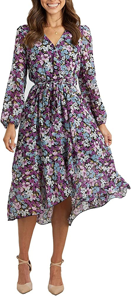 PRETTYGARDEN Long Sleeve Floral Dress | Amazon Dresses Wedding Guest Amazon Fashion Amazon Deals | Amazon (US)