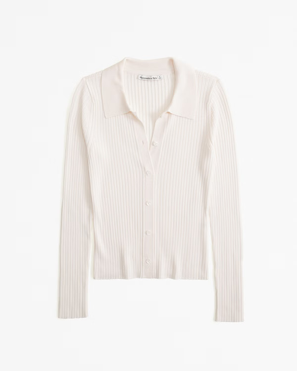 Glossy Slim Polo Cardigan | Abercrombie & Fitch (US)