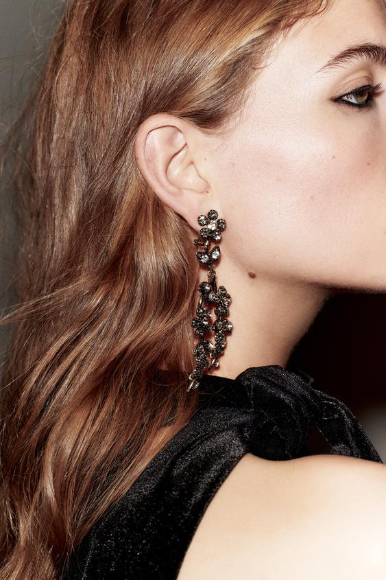 WATERFALL FLOWER JEWEL EARRINGS | Zara US