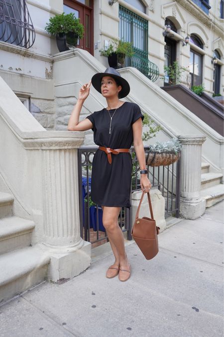 Perfect summer and pre fall look! Very classic look with a T-shirt dress , flat mules and a panama hat 

#LTKSeasonal #LTKstyletip #LTKshoecrush