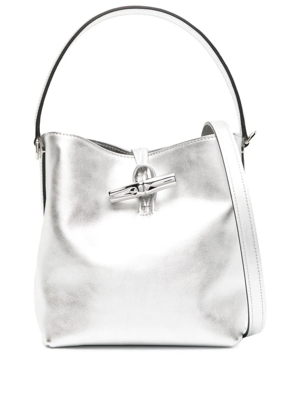 Longchamp Small Roseau Metallic Bucket Bag - Farfetch | Farfetch Global