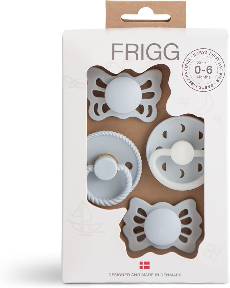 Amazon.com : FRIGG ​​Baby's First Pacifier​ - Moonlight Sailing 4-Pack | Made in Denmark | ... | Amazon (US)