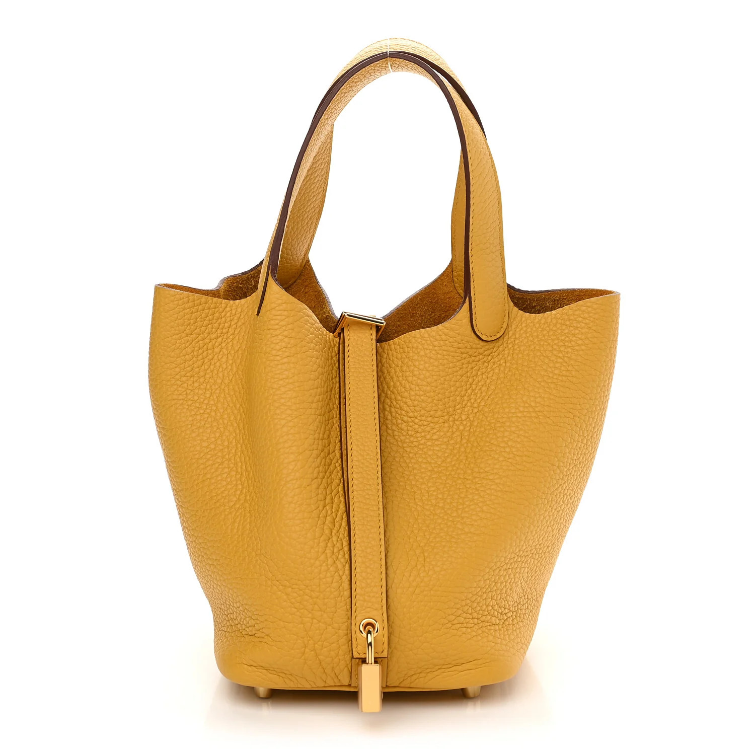 Taurillon Clemence Picotin Lock 18 PM Jaune Ambre | FASHIONPHILE (US)