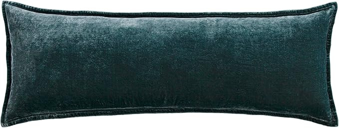 HiEnd Accents Stella Faux Silk Velvet Lumbar Pillow, 14x42 inch, Storm Blue, Romantic Western Mod... | Amazon (US)