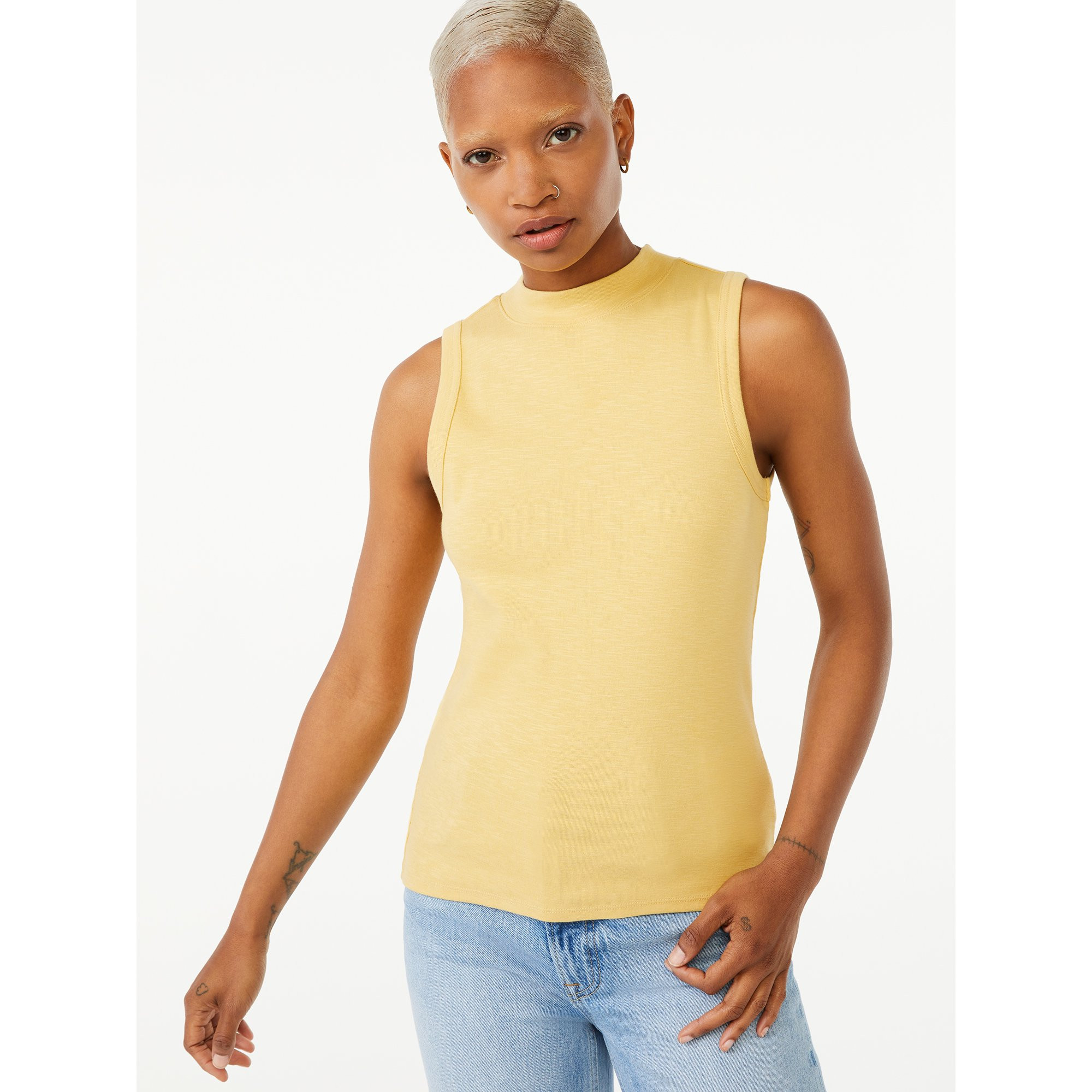 Free Assembly Women's Sleeveless Mockneck Tank Top | Walmart (US)