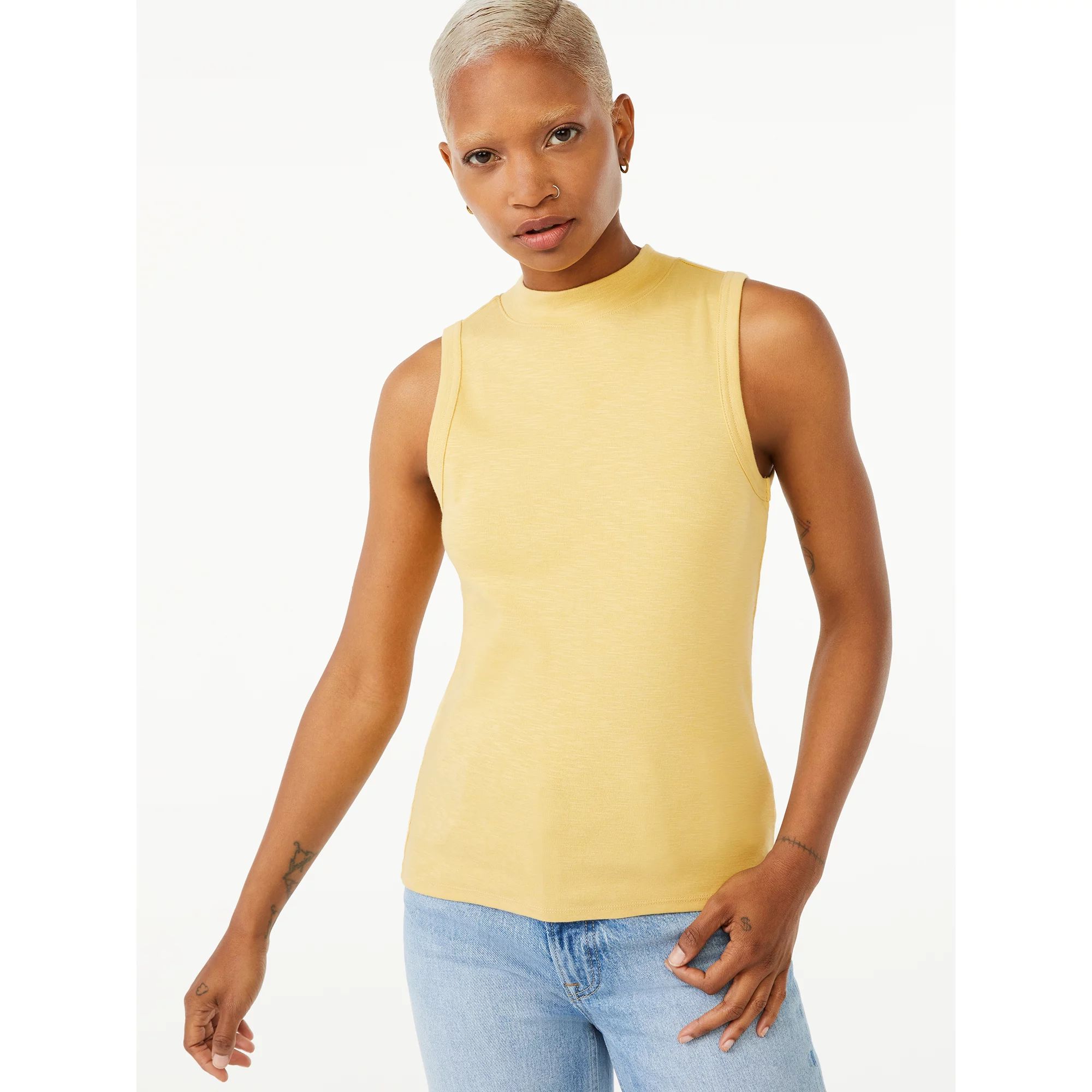 Free Assembly Women's Sleeveless Mockneck Tank Top | Walmart (US)