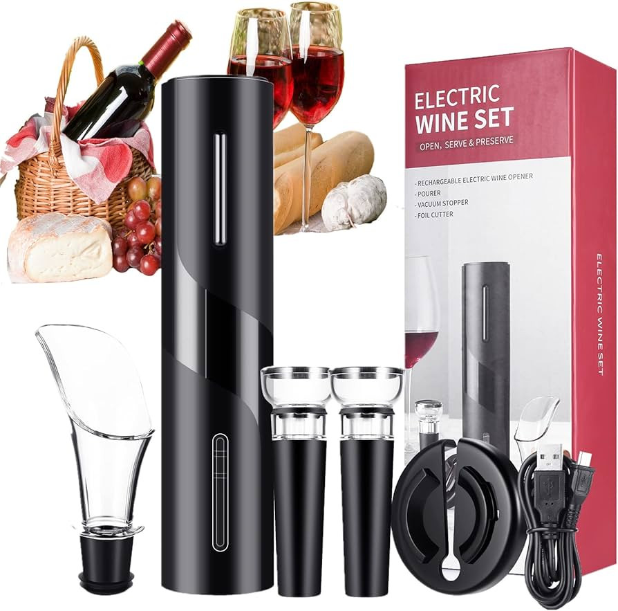 Electric Wine Opener Set,Automatic Wine Bottle Opener Gifts for Home Kitchen,Wine Gifts for Wine ... | Amazon (US)