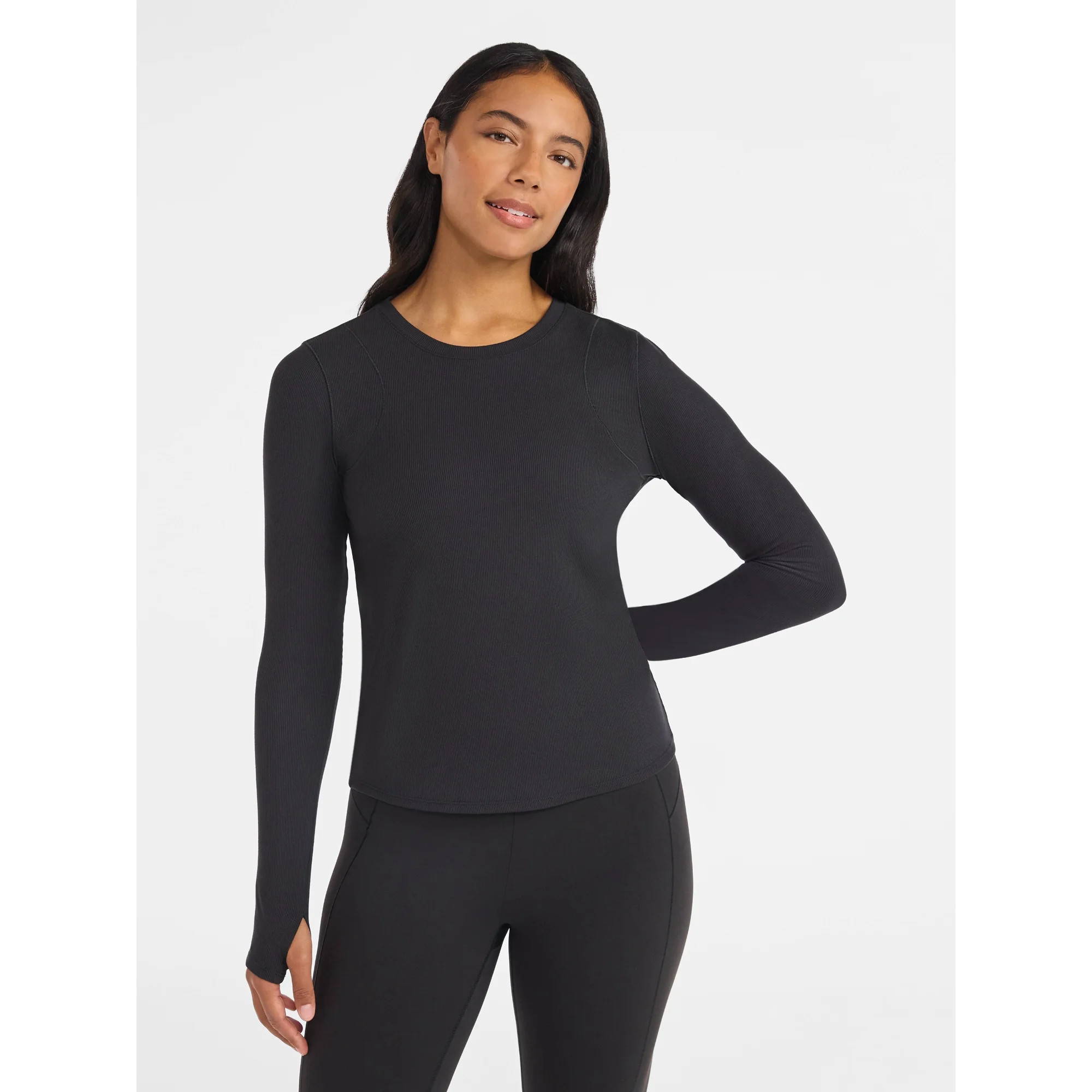 Avia Women's Rib Seamed Long Sleeves Tee, Sizes XS-XXXL | Walmart (US)