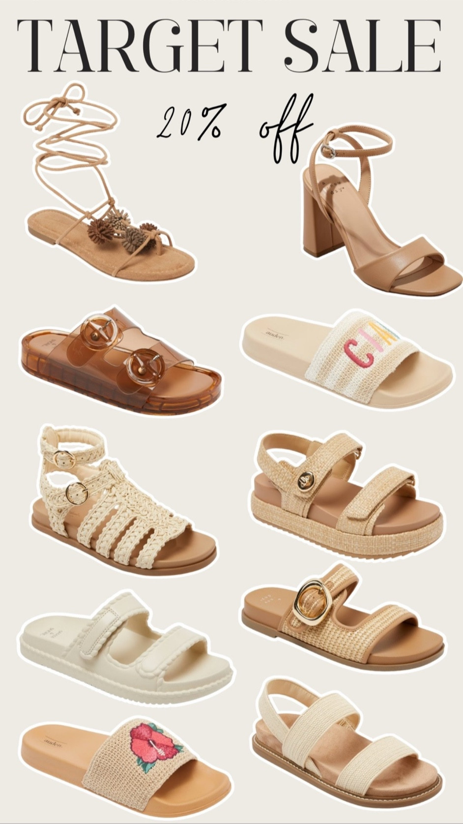 ✨SCROLL TO SHOP✨

OMG 😍 the cutest 🆕 shoes at Target are currently 20% off. So many summer sandals 👡

#LTKSaleAlert #LTKootd #LTKSwim