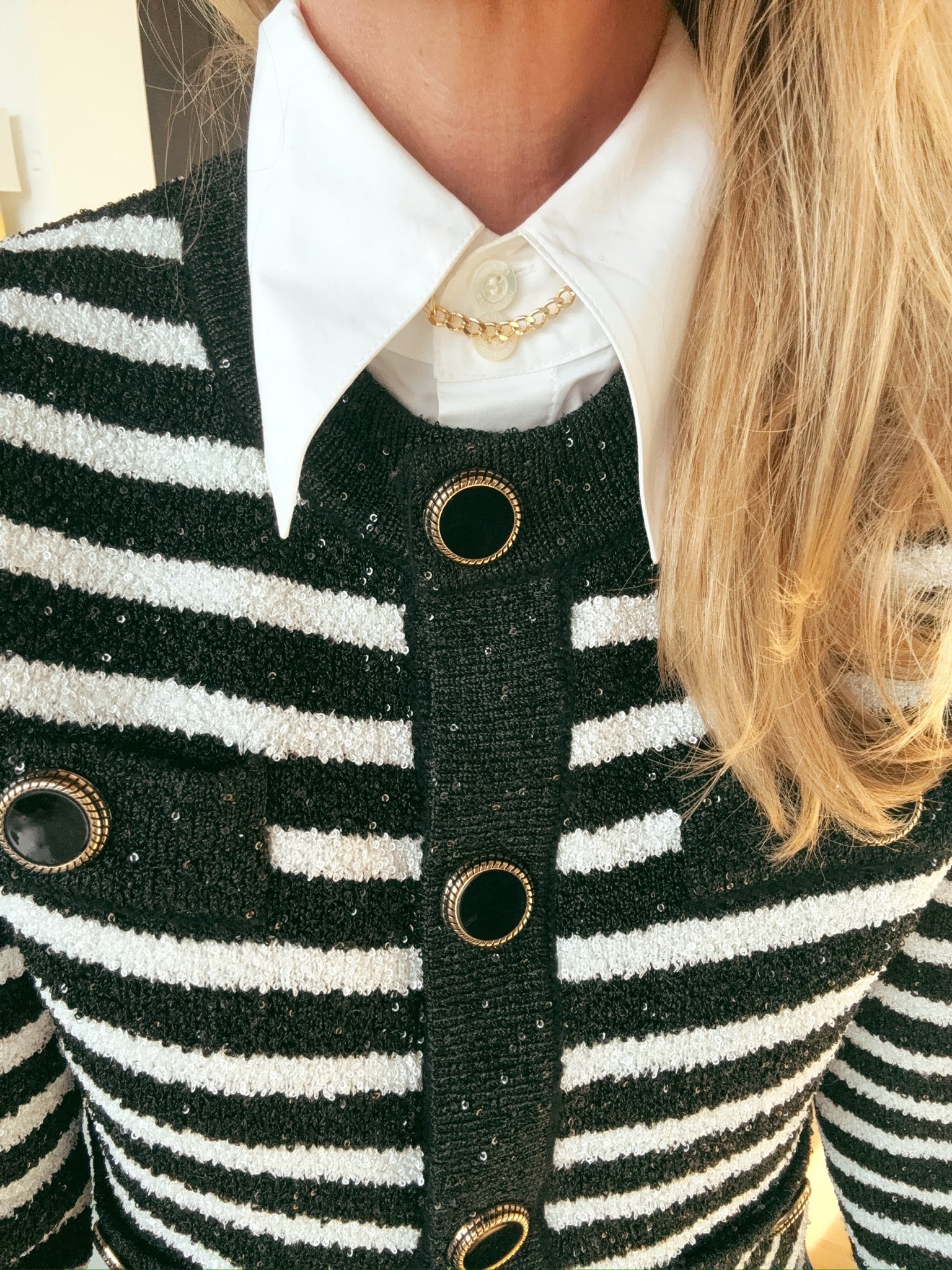 This sweater is a truly special piece that does all the heavy lifting for you. Simply style it with a white shirt and jeans and you’re ready to go. The elegant gold buttons paired with the subtle sparkle woven in the fabric make this perfect for the holidays, a dinner out, or anytime you want to add that done-for-you special outfit.

This is one of those versatile pieces you’ll reach for again and again.

#LTKHoliday #LTKSaleAlert #LTKCyberWeek