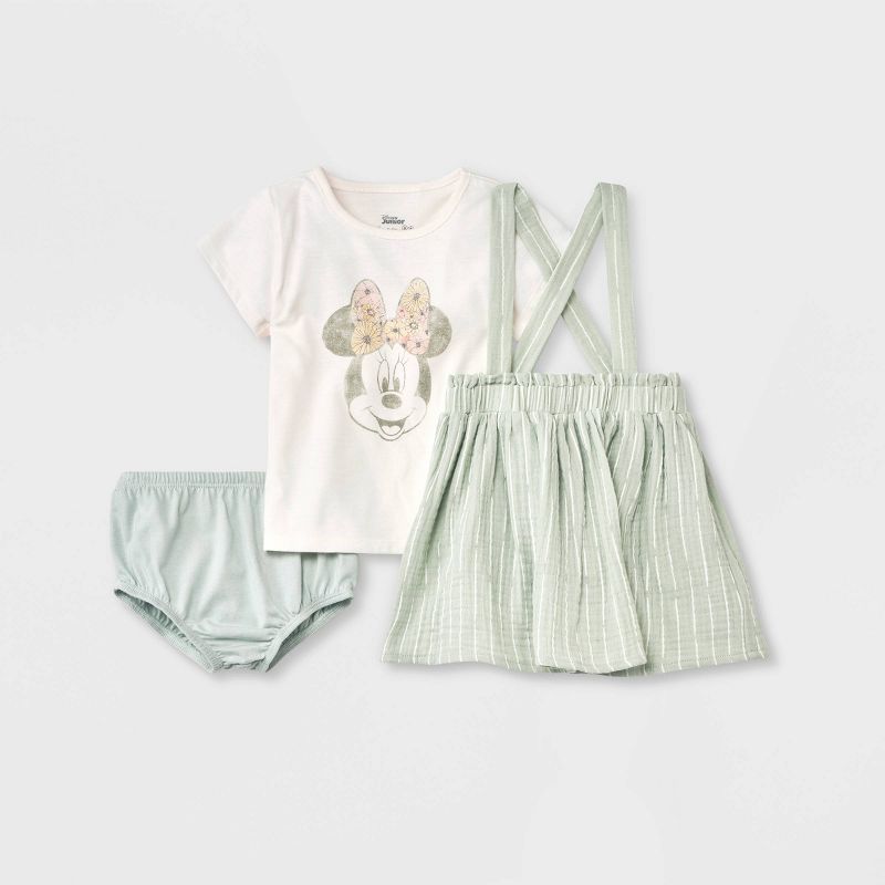 Baby Girls' Minnie Mouse Solid Top and Bottom Set - Olive Green | Target