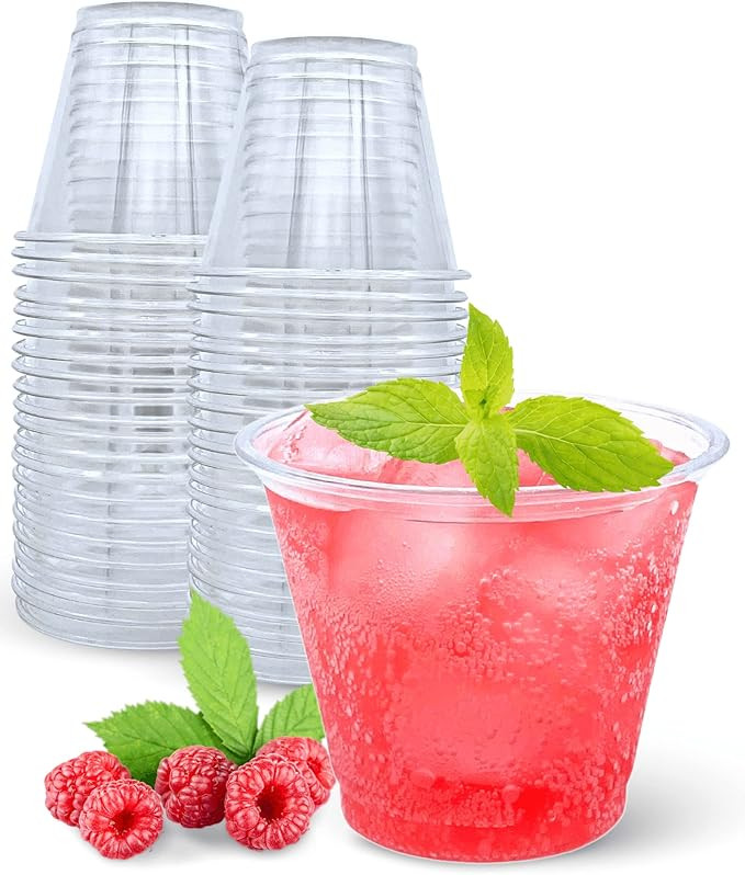 Aatriet 9 oz Clear Plastic Drinking Cups, 50 Pack Classic Clear Disposable Wine Cups for Wedding ... | Amazon (US)