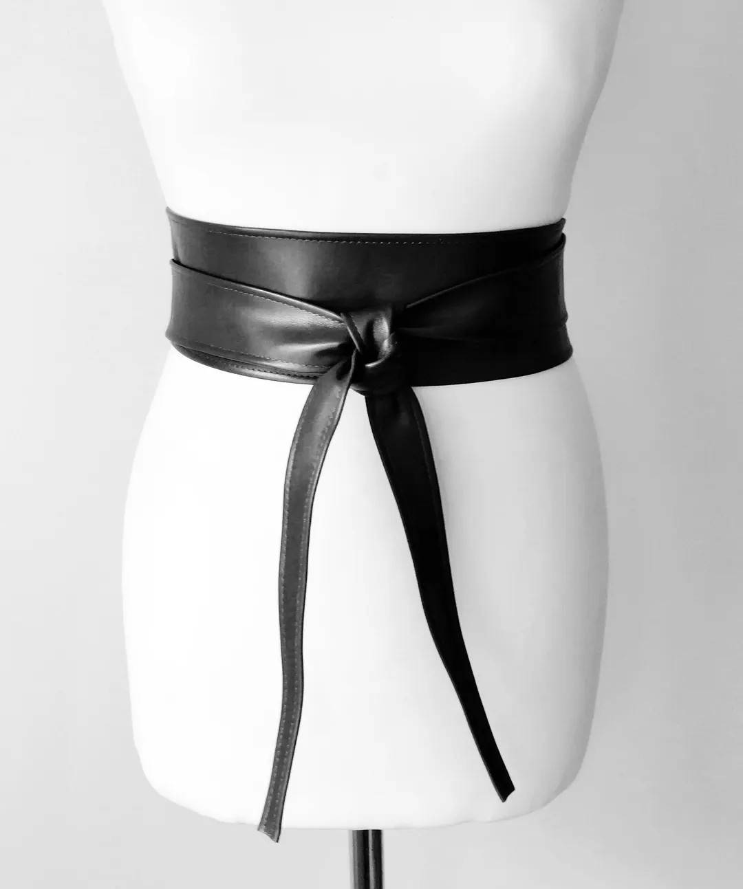 Black Leather Belt Wrap Obi Belt for Women - Etsy | Etsy (US)