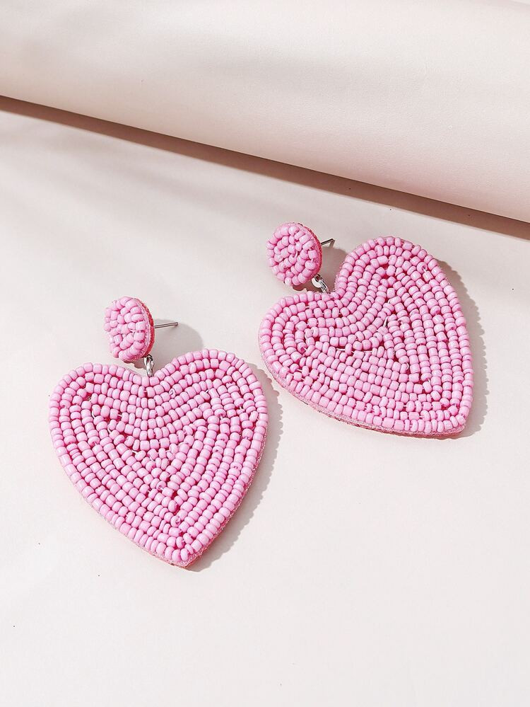 Heart Design Seed Bead Earrings | SHEIN