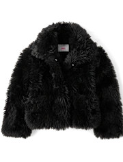 Girls Faux Fur Coat - black | The Children's Place