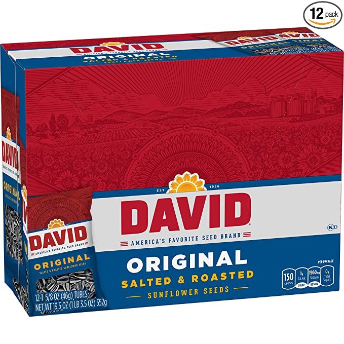 DAVID SEEDS Roasted and Salted Original Sunflower Seeds, Keto Friendly, 1.625 Oz, 12 Pack | Amazon (US)