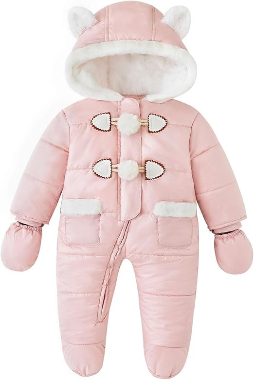 Simplee kids Baby Infant Girls Snowsuit Winter Hooded Footed Warm Jumpsuit Outerwear with Gloves ... | Amazon (US)