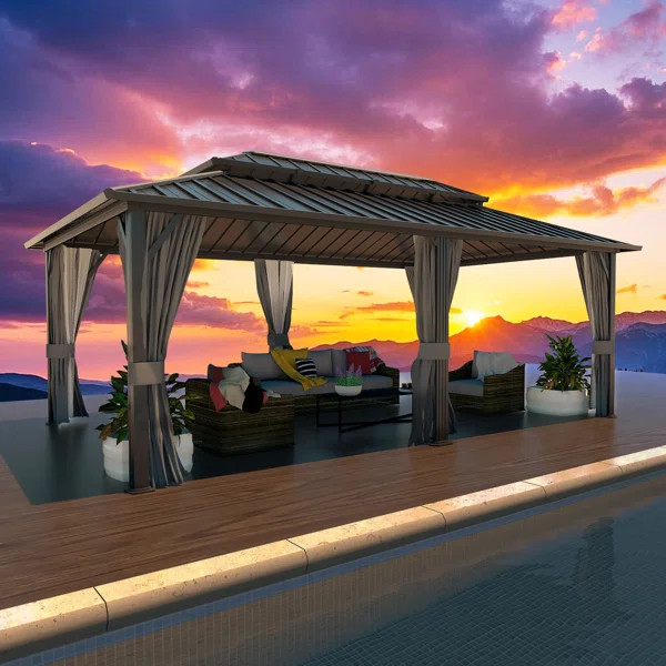 Hardtop Double-Roofed Aluminum Patio Gazebo Multiple Sizes | Wayfair North America