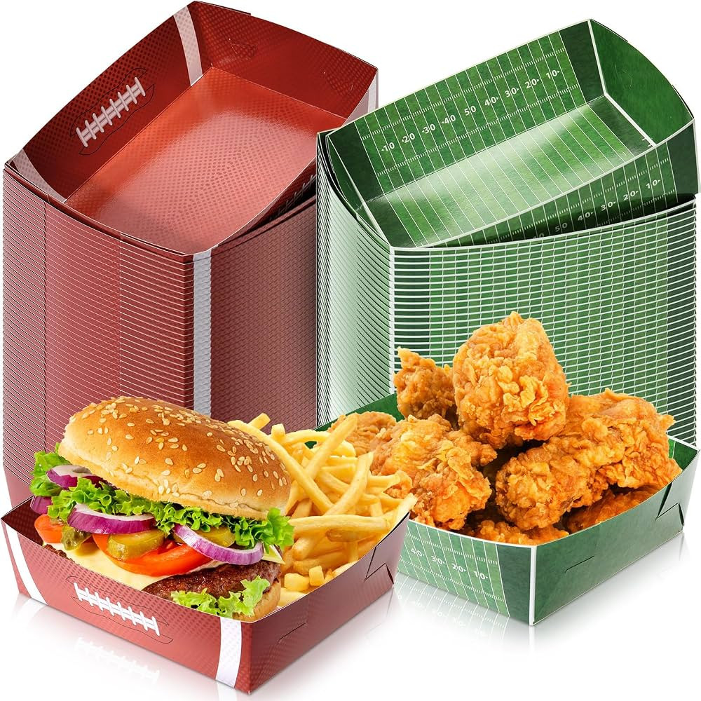Umigy 100 Pack Football Party Favors 5 lb Football Paper Trays Large Football Plates Food Boats D... | Amazon (US)
