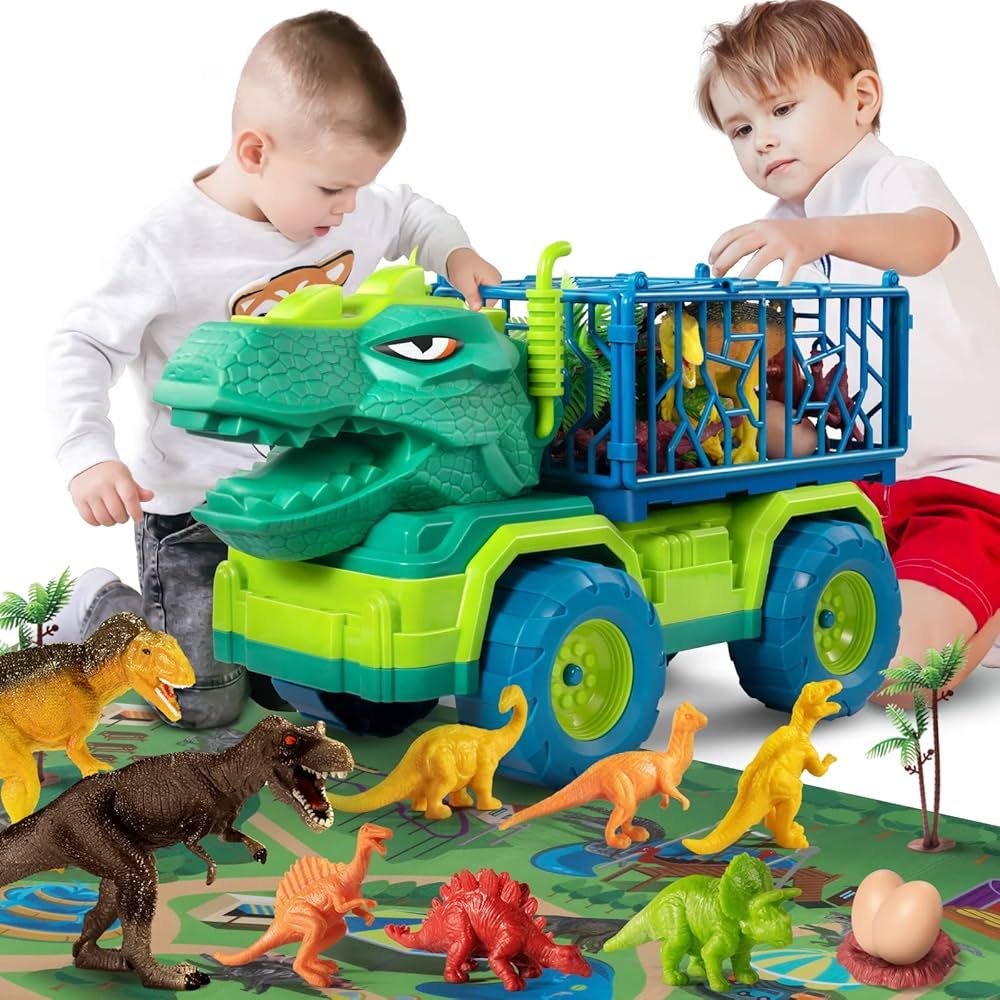 TEMI Dinosaur Truck Toys for Kids 3-5 Years, Tyrannosaurus Transport Car Carrier Truck with 8 Din... | Amazon (US)