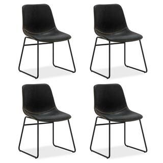 18 in. Black Faux Leather Upholstered Dining Chairs with Metal Legs (Set of 4) | The Home Depot