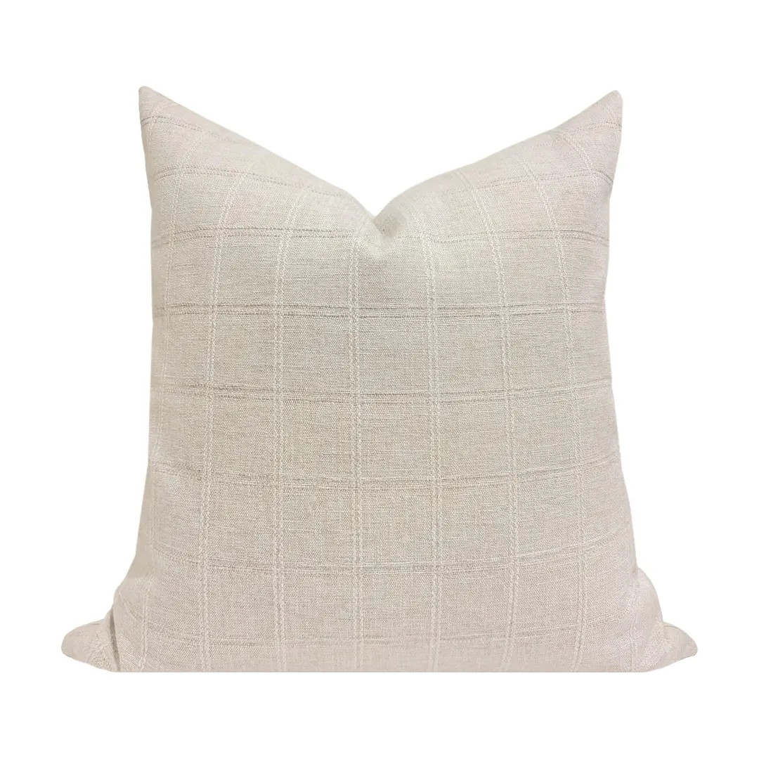 GRETA  ||  Cream Striped Pillow Cover, Designer Pillow, Neutral Pillow, Farmhouse Pillow, Cream S... | Etsy (US)