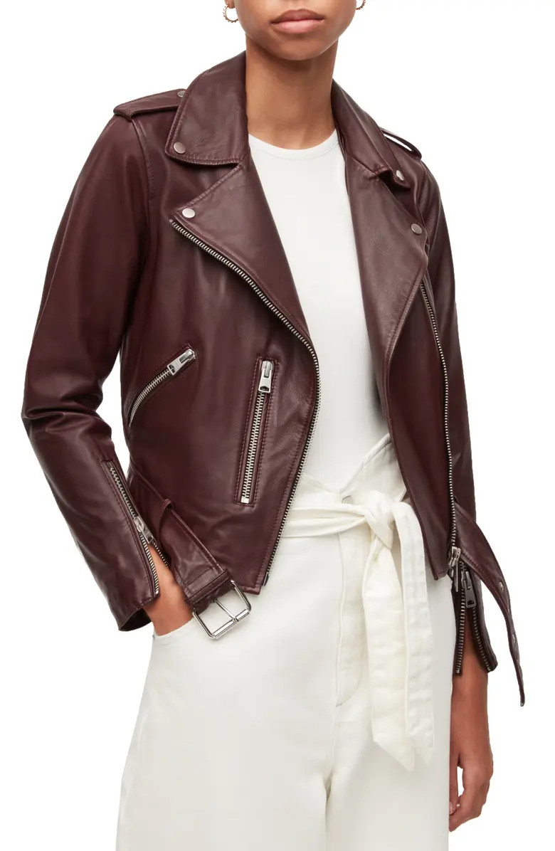 AllSaints Balfern Leather Biker Jacket | Nordstrom | Nordstrom