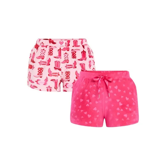 Valentine's Day Women's Sleep Shorts from Way to Celebrate, 2-Pack, Sizes XS-3X | Walmart (US)