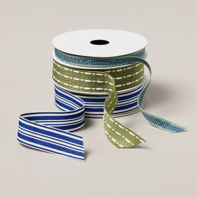 Gifting Ribbon Blue/Green - Hearth & Hand™ with Magnolia | Target