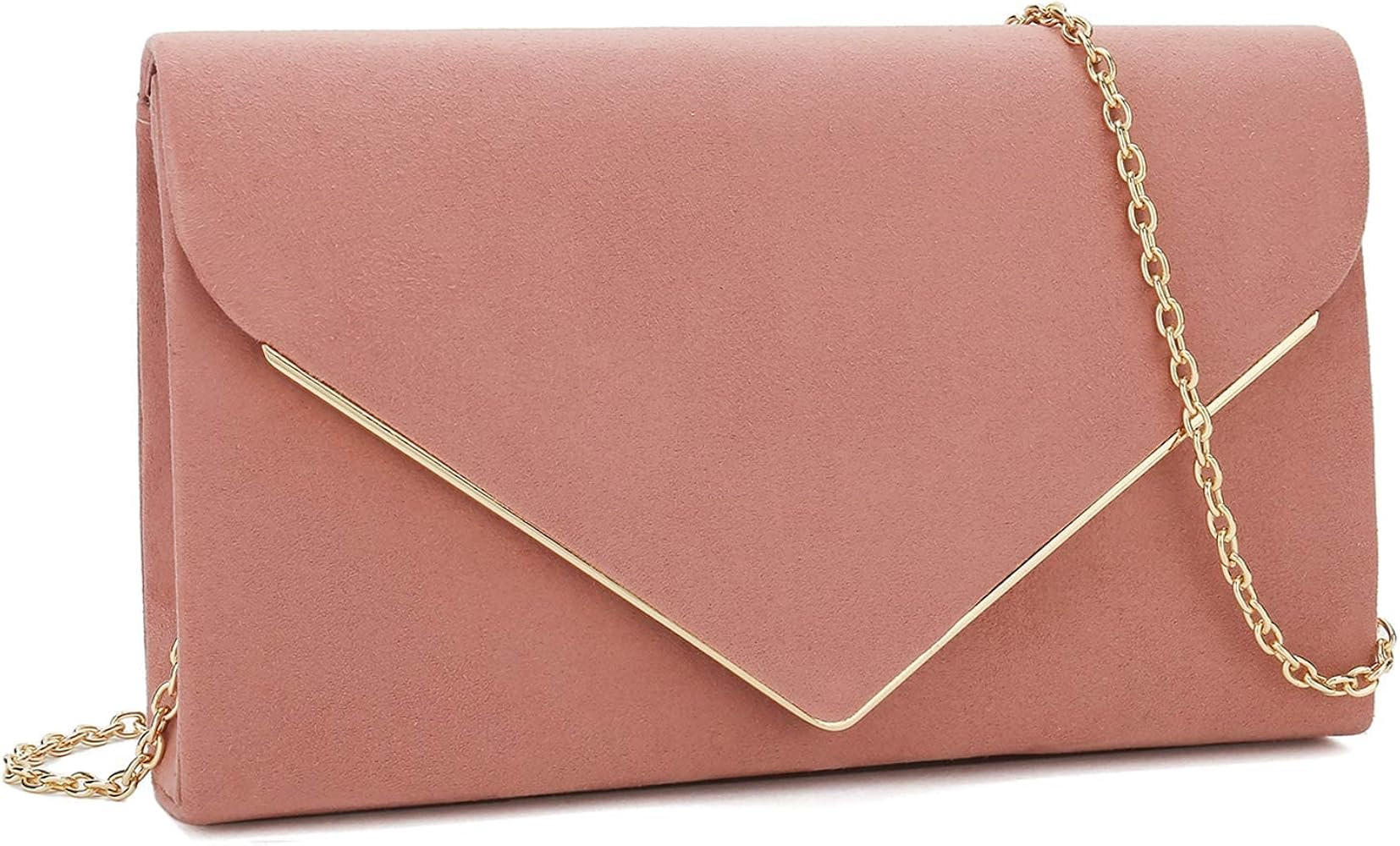 Charming Tailor Faux Suede Clutch Bag Elegant Metal Binding Evening Purse for Wedding/Prom/Black-Tie | Amazon (US)