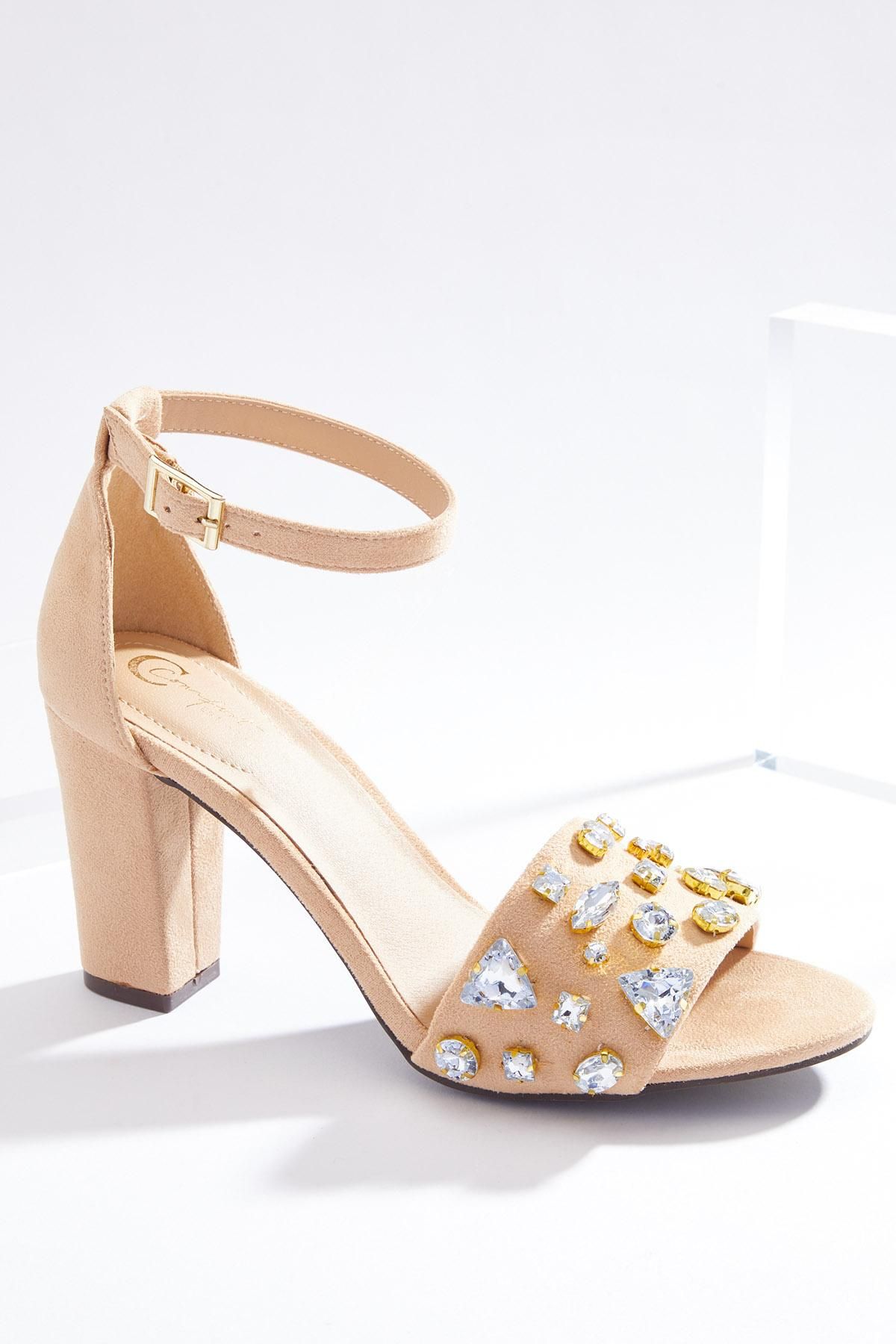 Jeweled Block Heeled Sandals | Cato Fashions