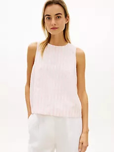 Buttoned-Back Linen-Blend Tank Top | Tommy Hilfiger | Tommy Hilfiger (US)