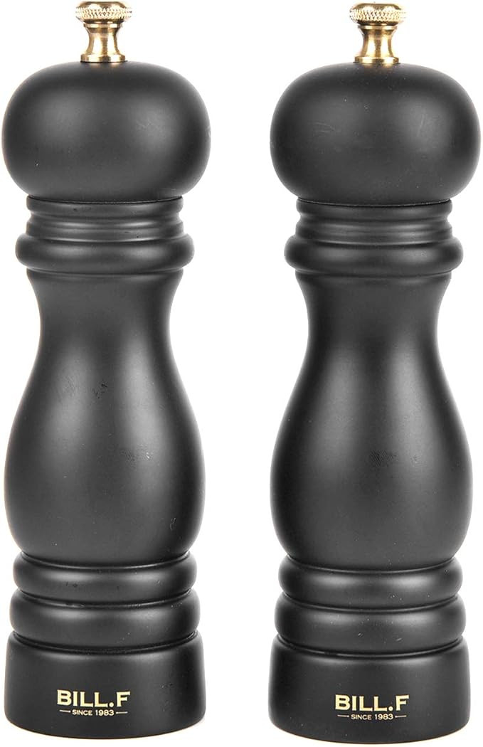 Bill F Since 1983 Salt and Pepper Grinder Set,2 Pcs Rubber Wood Pepper Mill with Matt Black,Peppe... | Amazon (UK)