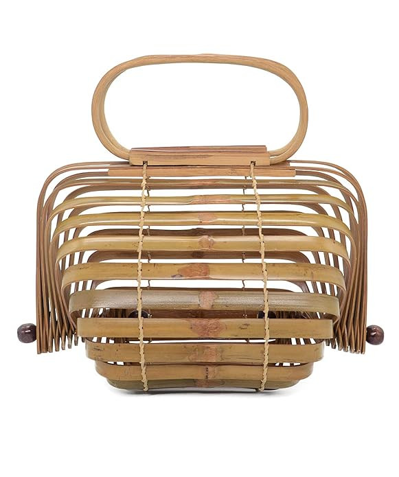 Miuco Women Bamboo Bag Handmade Basket Nest Large Bag Hollow Tote Lantern Beach Bag | Amazon (US)