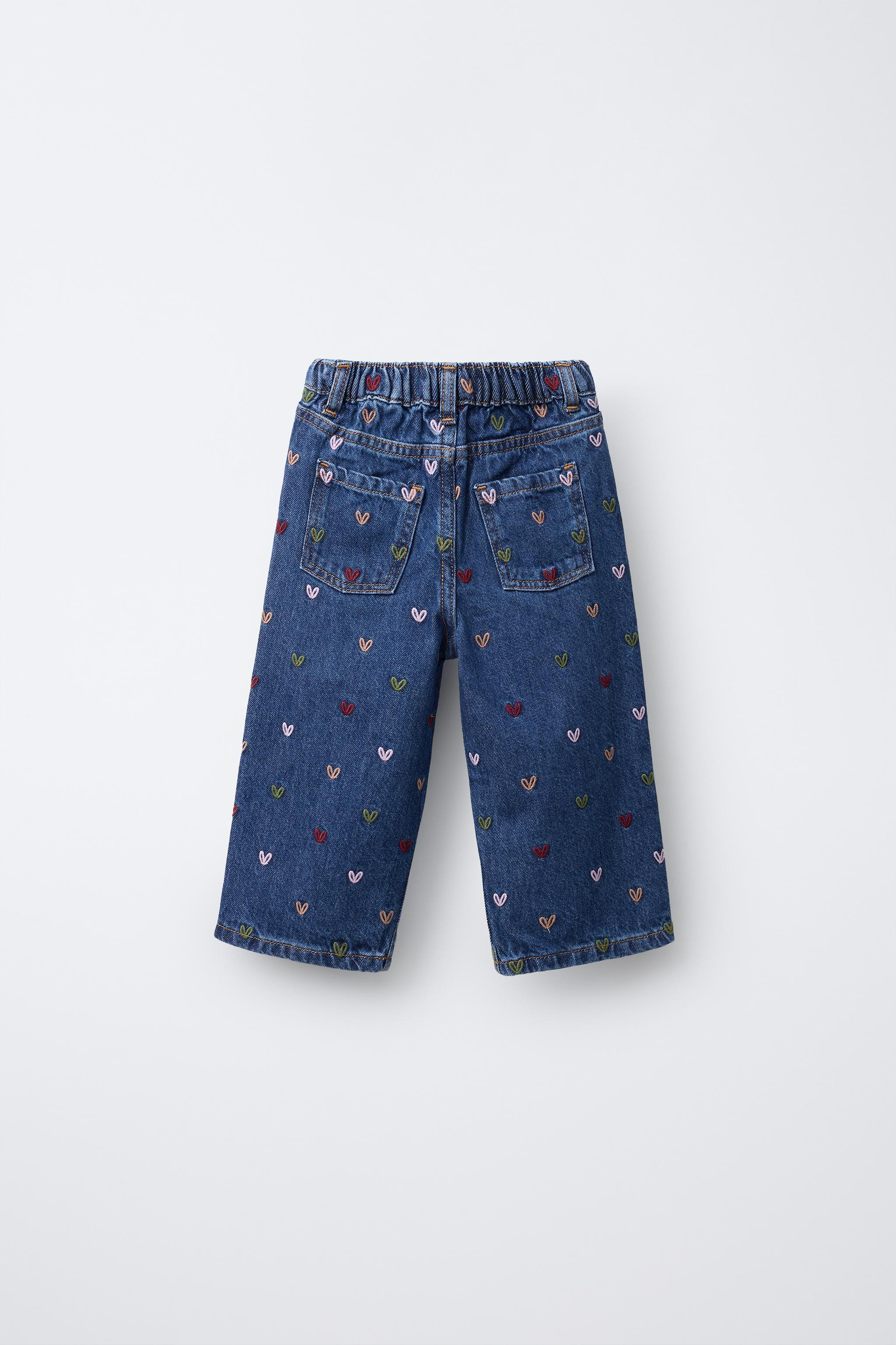 HEART-EMBROIDERED CULOTTES JEANS | Zara UK