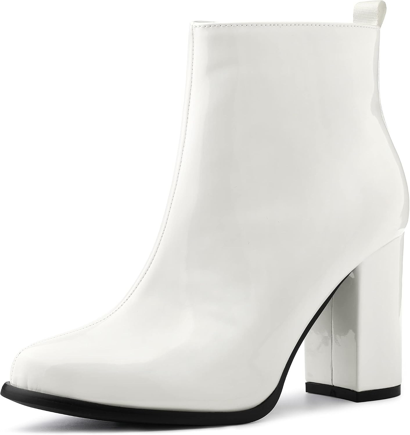 Allegra K Women's Round Toe Zipper Chunky Heels Ankle Boots | Amazon (US)