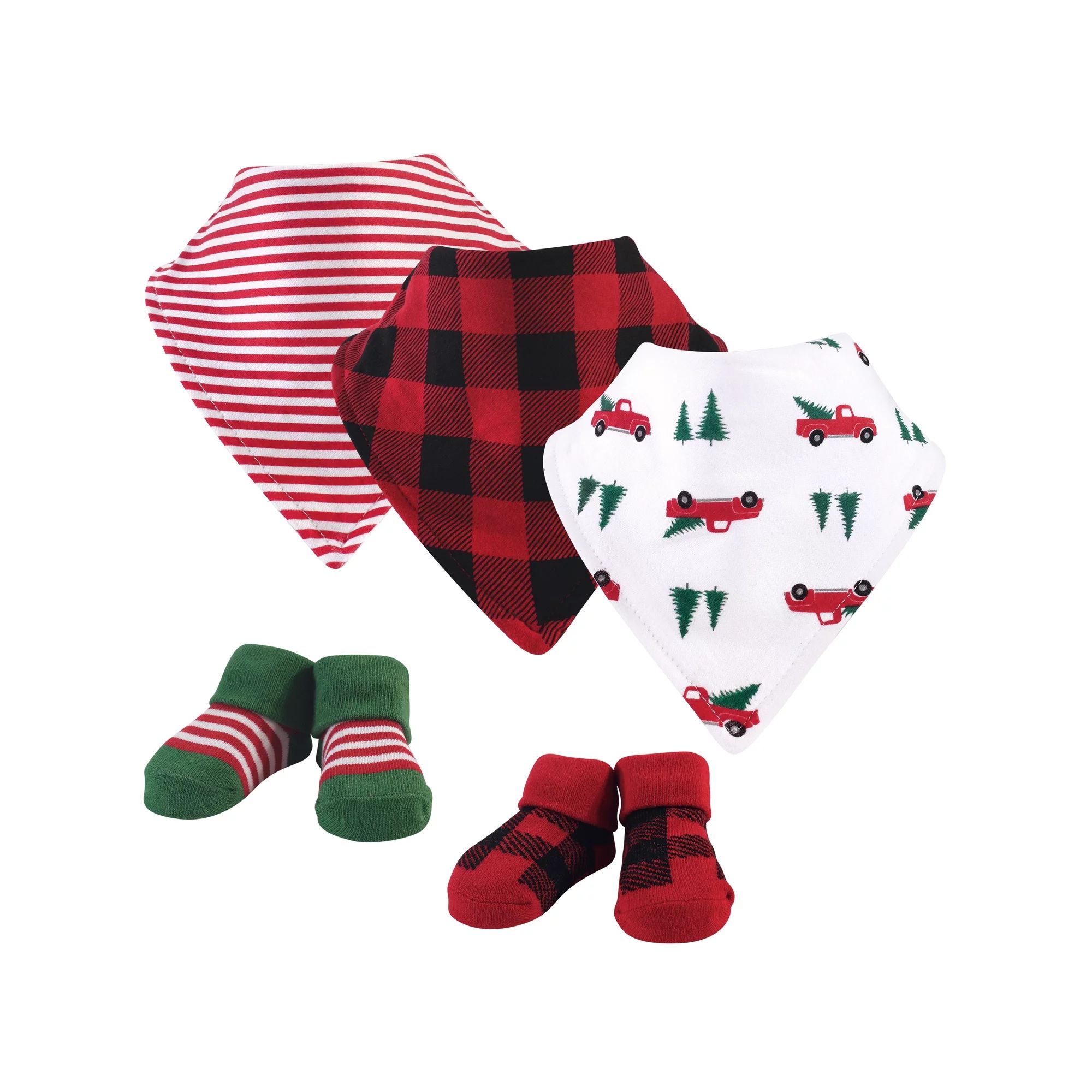 Hudson Baby Bandana Bib & Socks Set, 5 Piece, Christmas Tree | Walmart (US)
