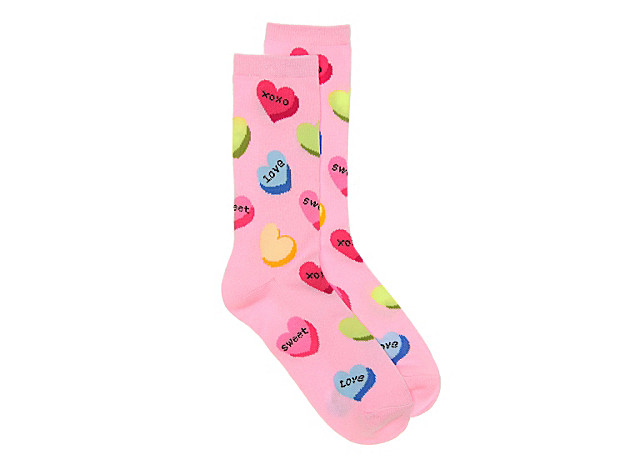 K. Bell Candy Heart Crew Socks - Women's - Light Pink | DSW