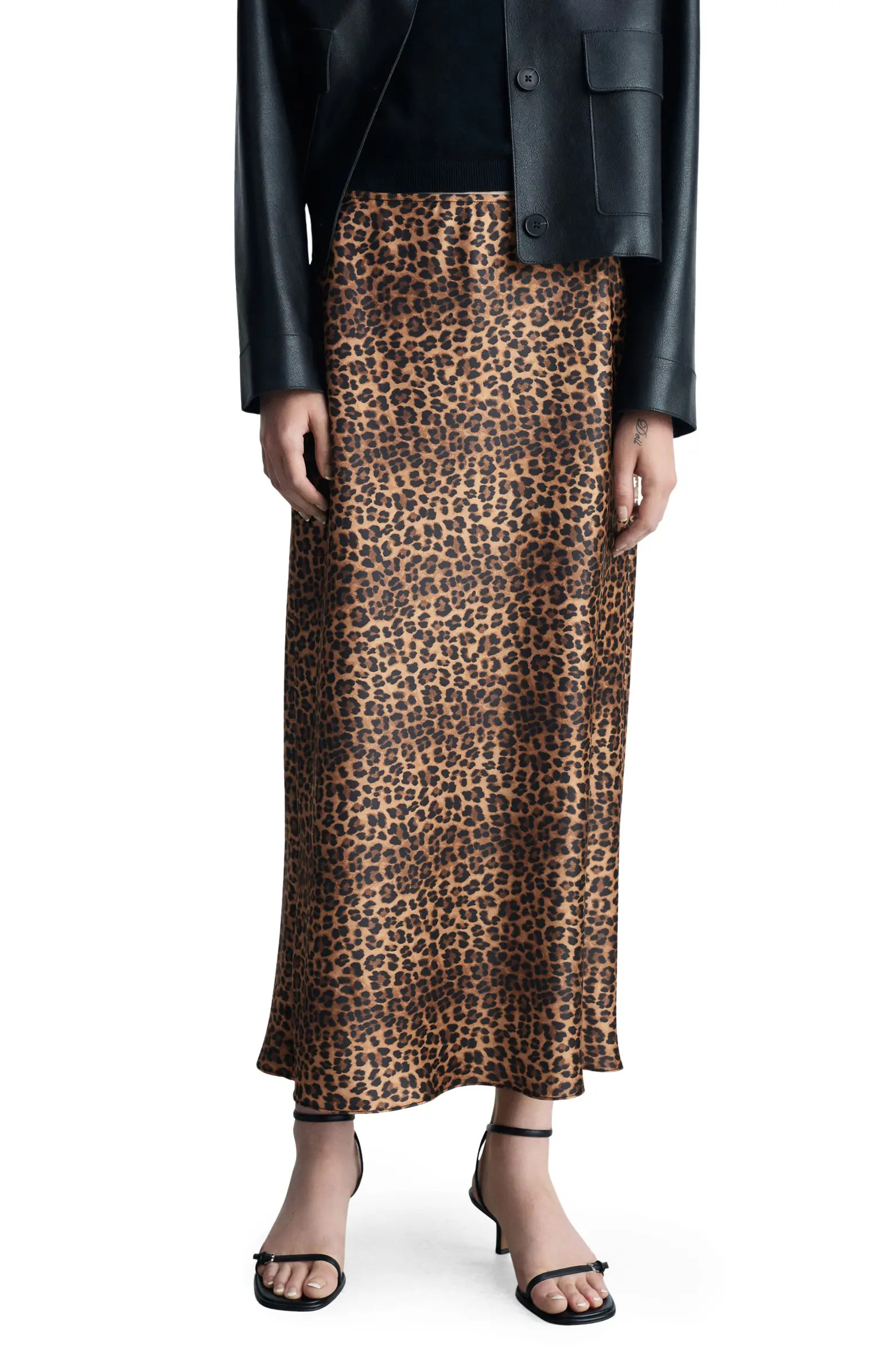 MANGO Leopard Print Satin Maxi Skirt | Nordstrom | Nordstrom